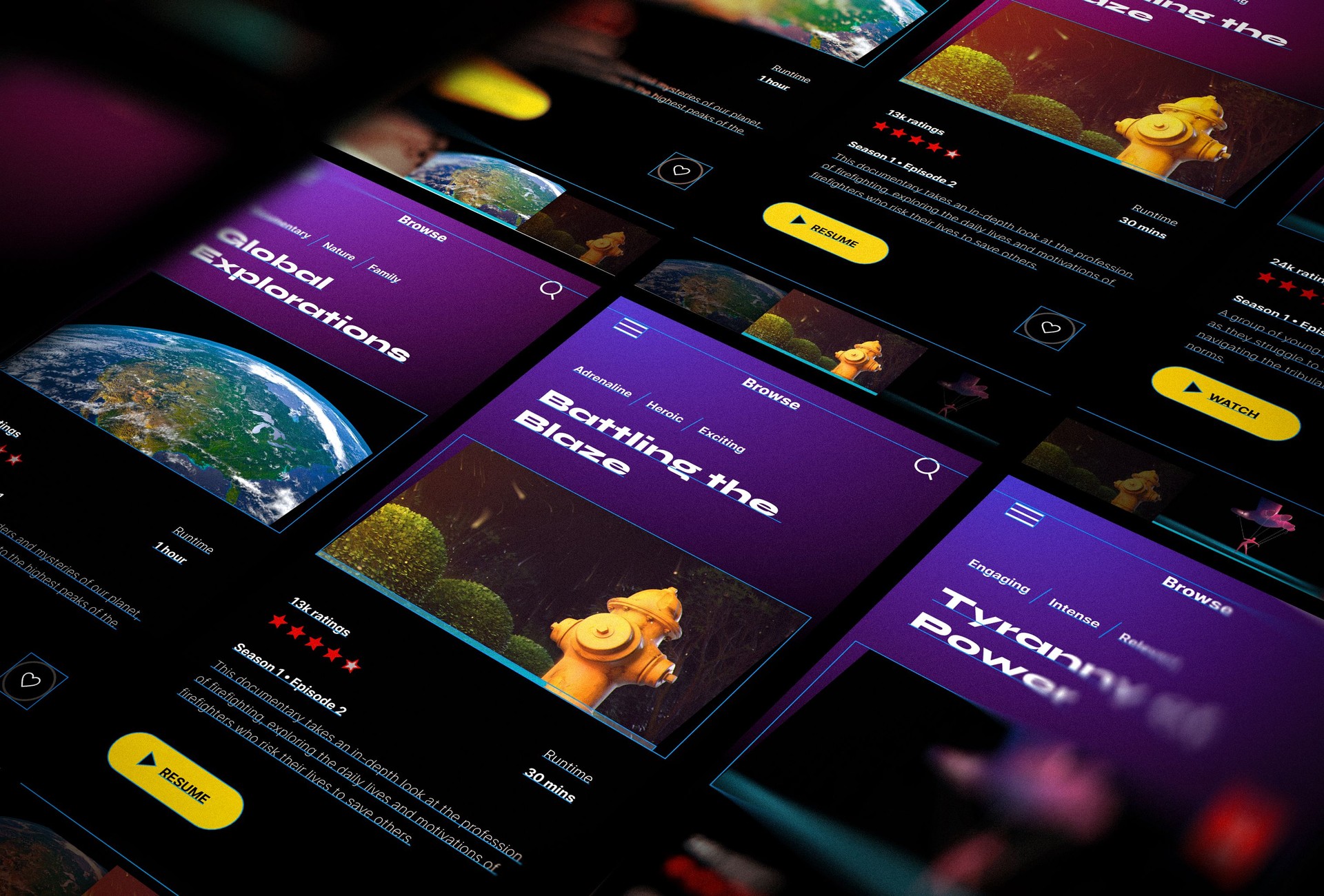 Progettazione di app mobili, web design, app di streaming e interfaccia utente